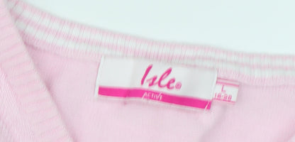 Isle Women's Pink V-Neck Pullover Jumper - L
