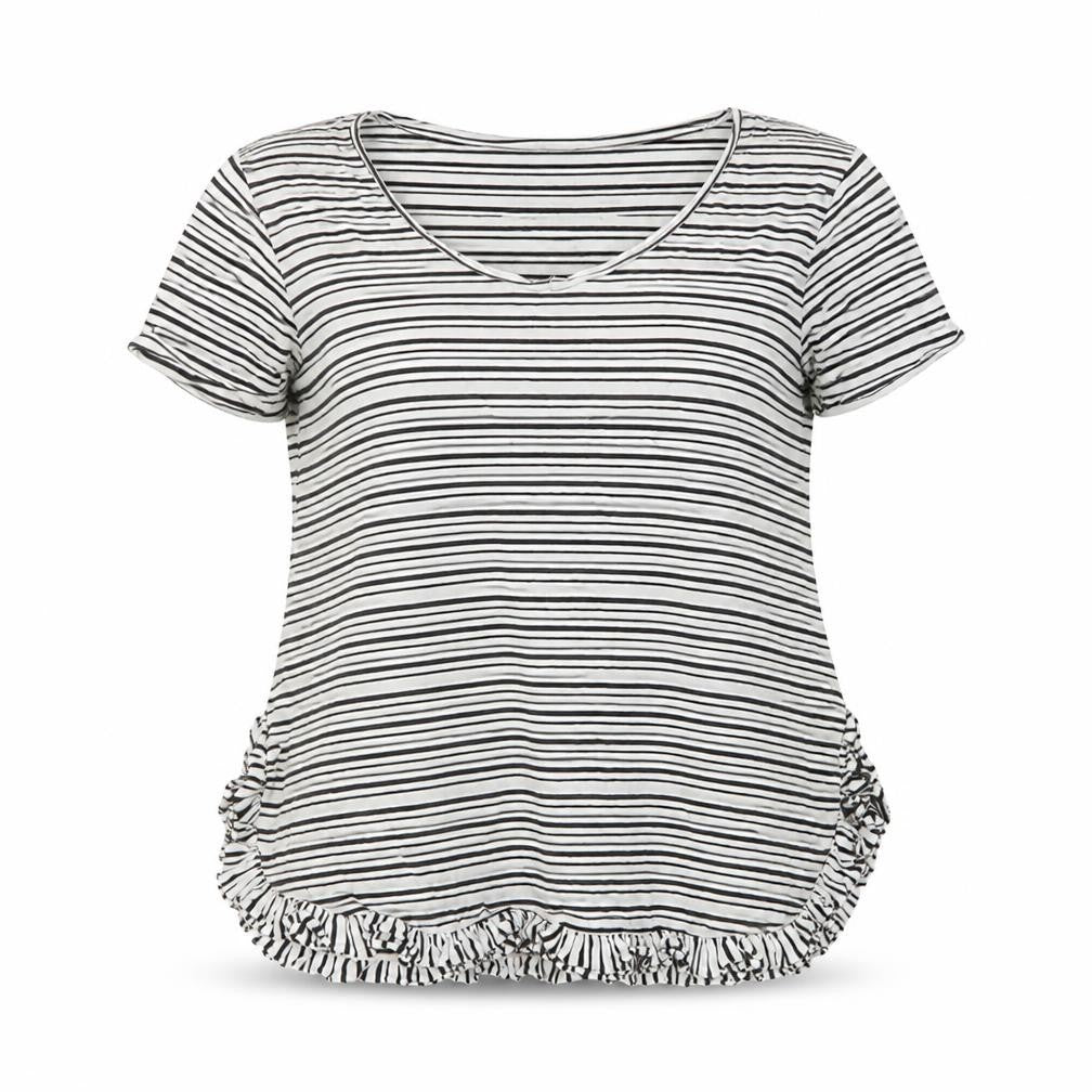 Next Women White Striped Ruffle Top Size 10 Casual