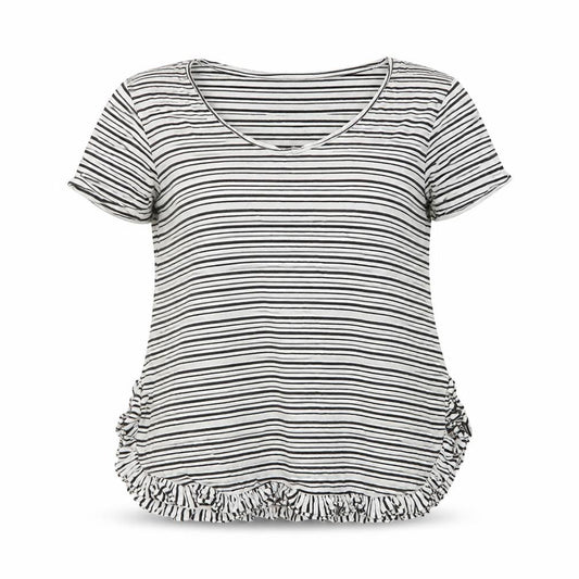 Next Women White Striped Ruffle Top Size 10 Casual