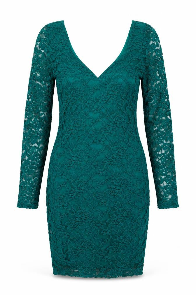 ASOS Green Lace Bodycon Dress - Size 10 Women