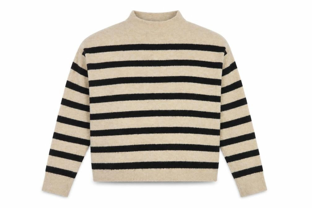 MNG Women's Beige Striped Pullover Jumper, Size L