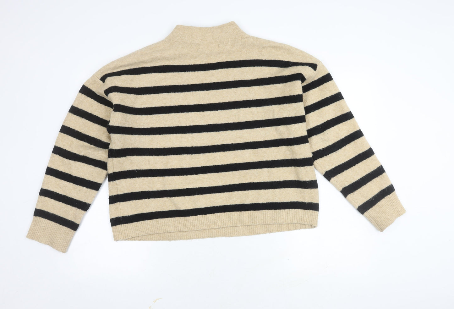 MNG Women's Beige Striped Pullover Jumper, Size L