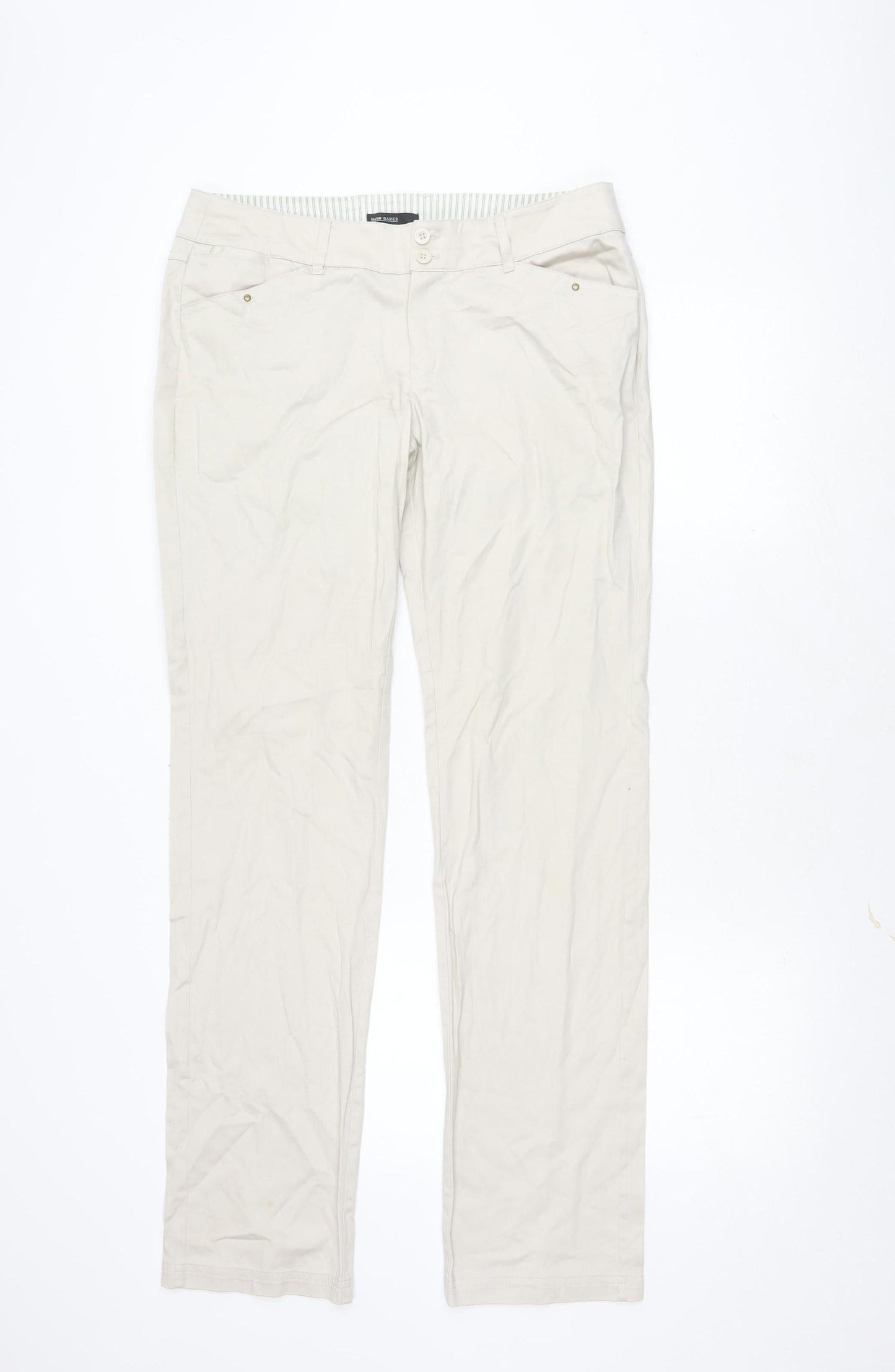 MNG Women's Beige Straight Trousers Size 14