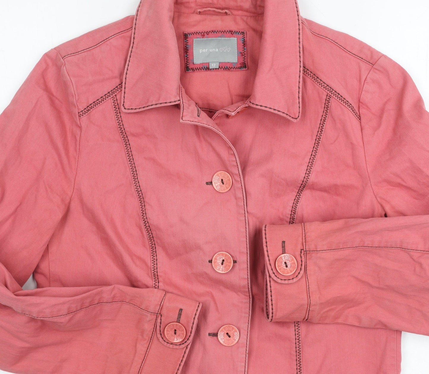 Per Una Pink Women's Regular Fit Cotton Linen Jacket