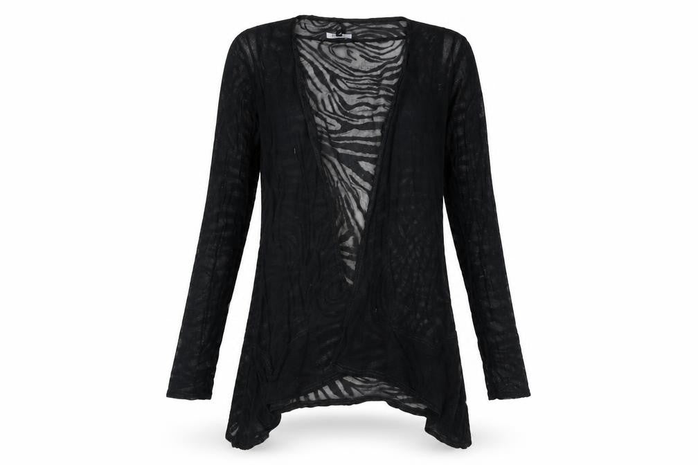 Dunnes Women's Black Long Sleeve Open Front Cardigan Size 16