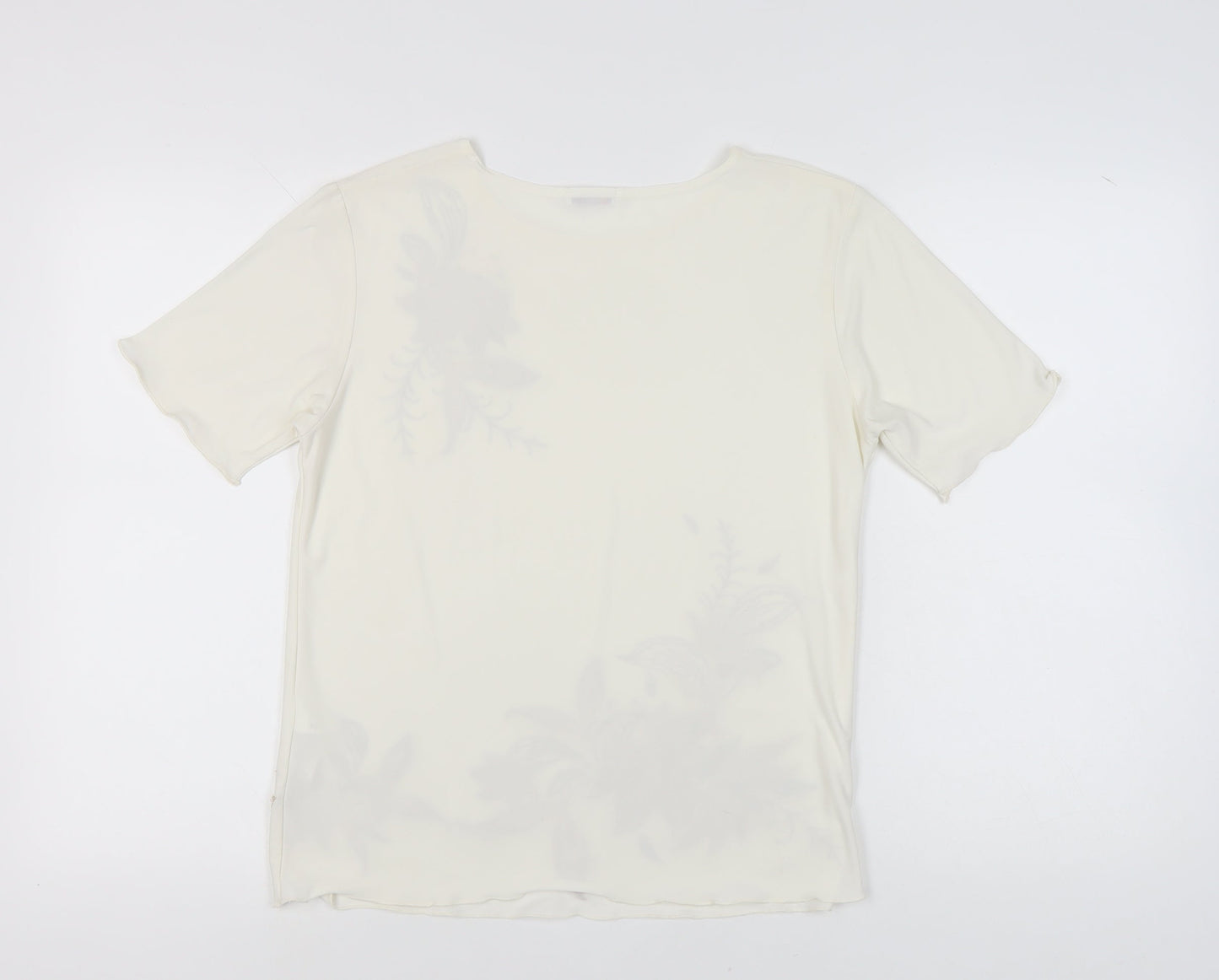 Damart Women's Beige Floral Embroidered T-Shirt Size 10