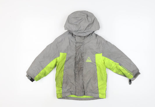 Decathlon Boys Grey Puffer Jacket, 3-4 Years, Hooded Winter Coat