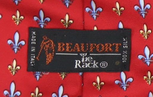 Beaufort Men's Red Silk Floral Pattern Tie