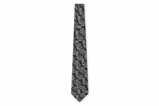 René Chagal Men's Black Silk Paisley Handmade Tie