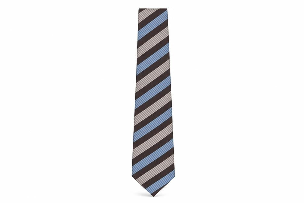 Lucio Lamberti Men's Blue Brown Striped Silk Tie