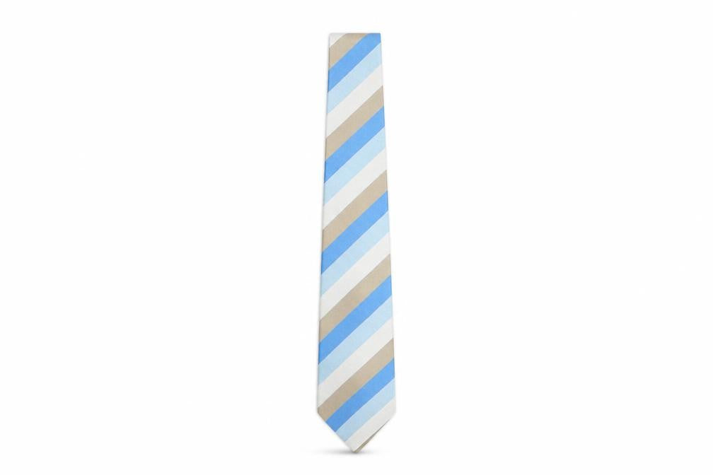 Phillip Alexandre Men's Blue Beige Striped Silk Tie