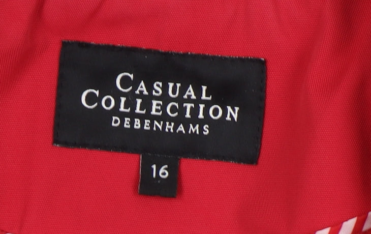 Debenhams Women's Red Pea Coat Size 16 Double Breasted