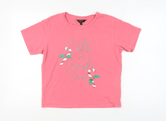Lipsy London Women's Pink Christmas T-Shirt M