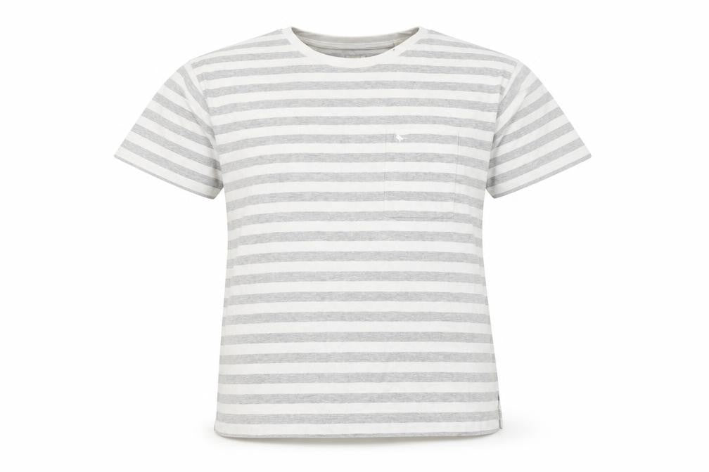 Jack Wills Women's Striped T-Shirt, Size 4, White/Grey