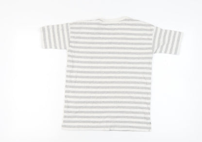 Jack Wills Women's Striped T-Shirt, Size 4, White/Grey