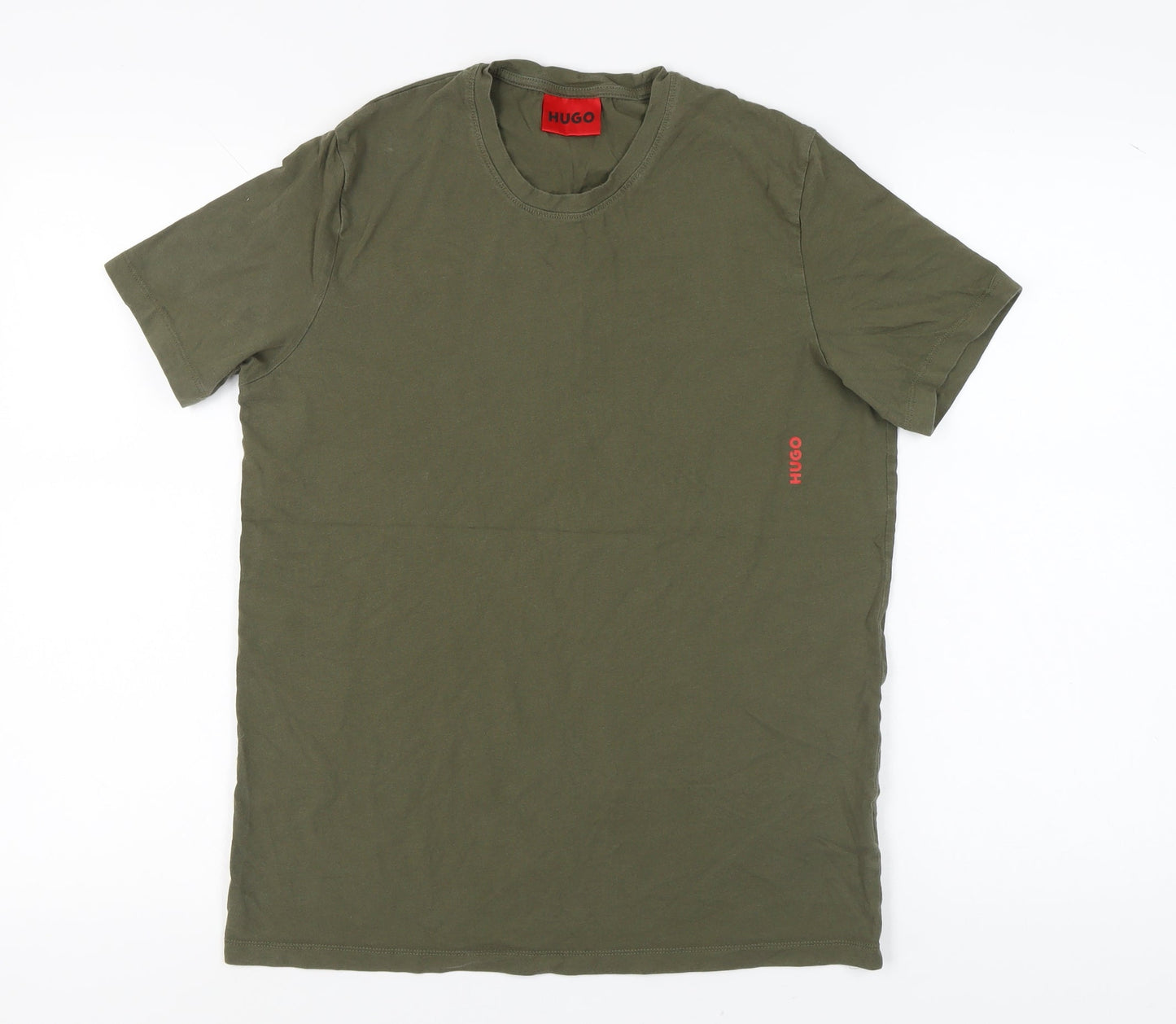 Hugo Men's Green Cotton T-Shirt, Regular Fit, M