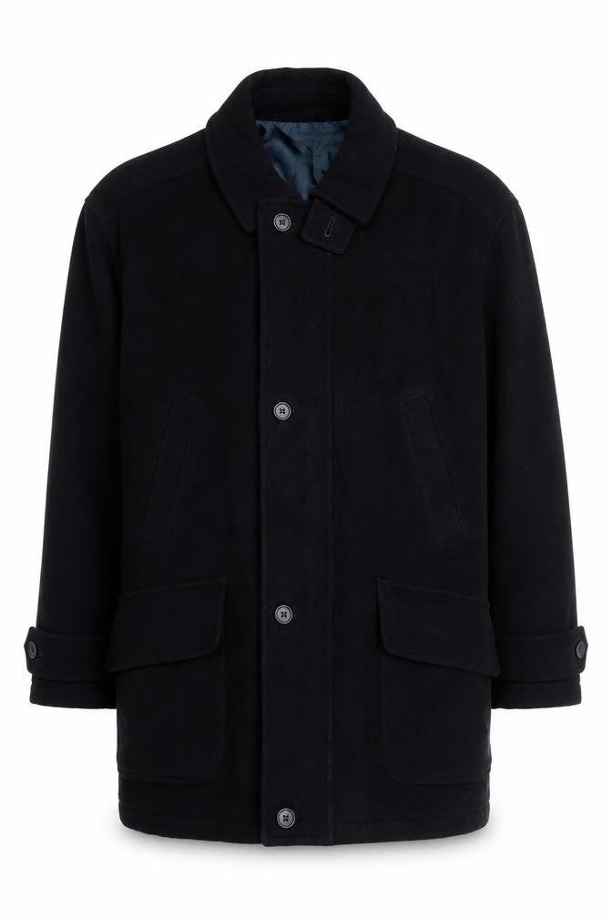 BR Menswear Men's Black Wool Overcoat - M