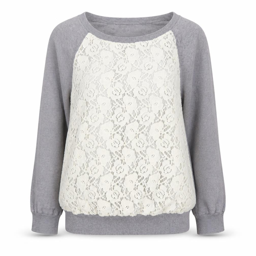 Next Women's Grey Pullover Jumper Size 14 with Lace Accents