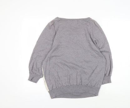 Next Women's Grey Pullover Jumper Size 14 with Lace Accents