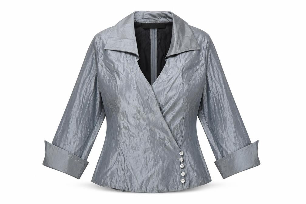 JS Boutique Women's Grey Wrap Blouse Size 6 Formal