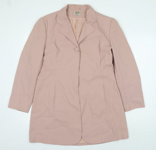 KIT Women's Pink Blazer, Size 14, Elegant One-Button Design