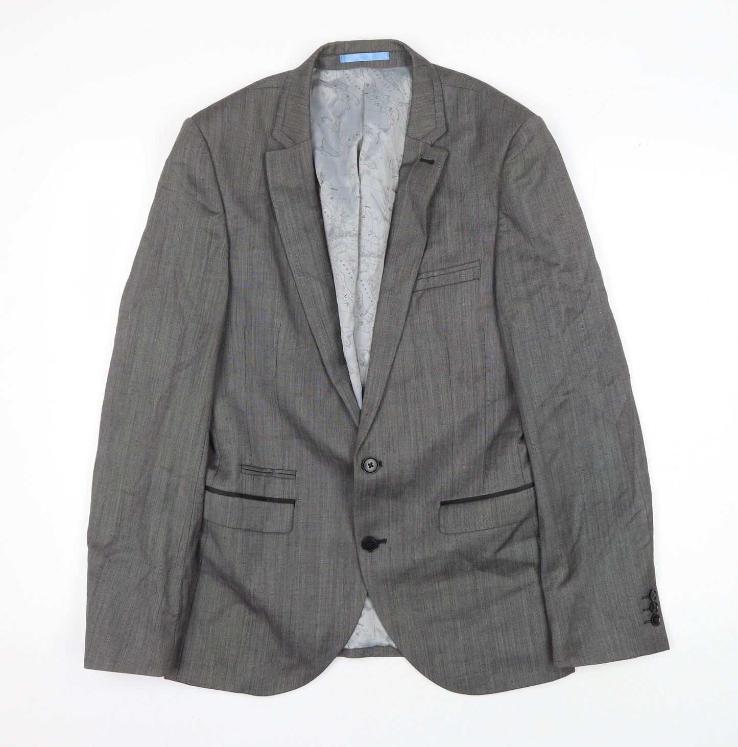 Next Men's Grey Wool Blazer, 38R, Classic Fit