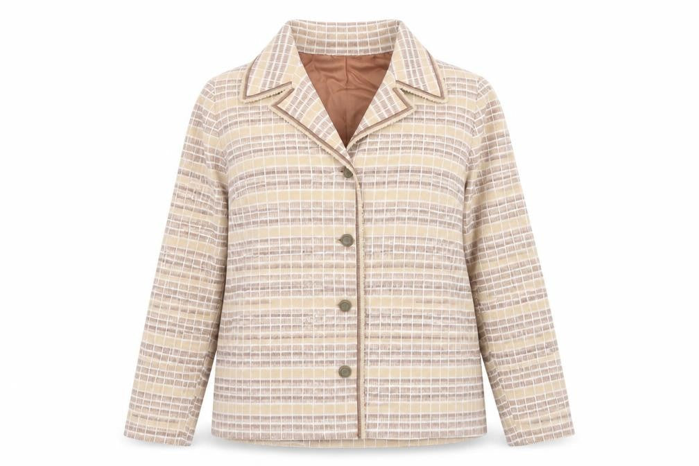 Fulton Women's Beige Check Jacket Size 18