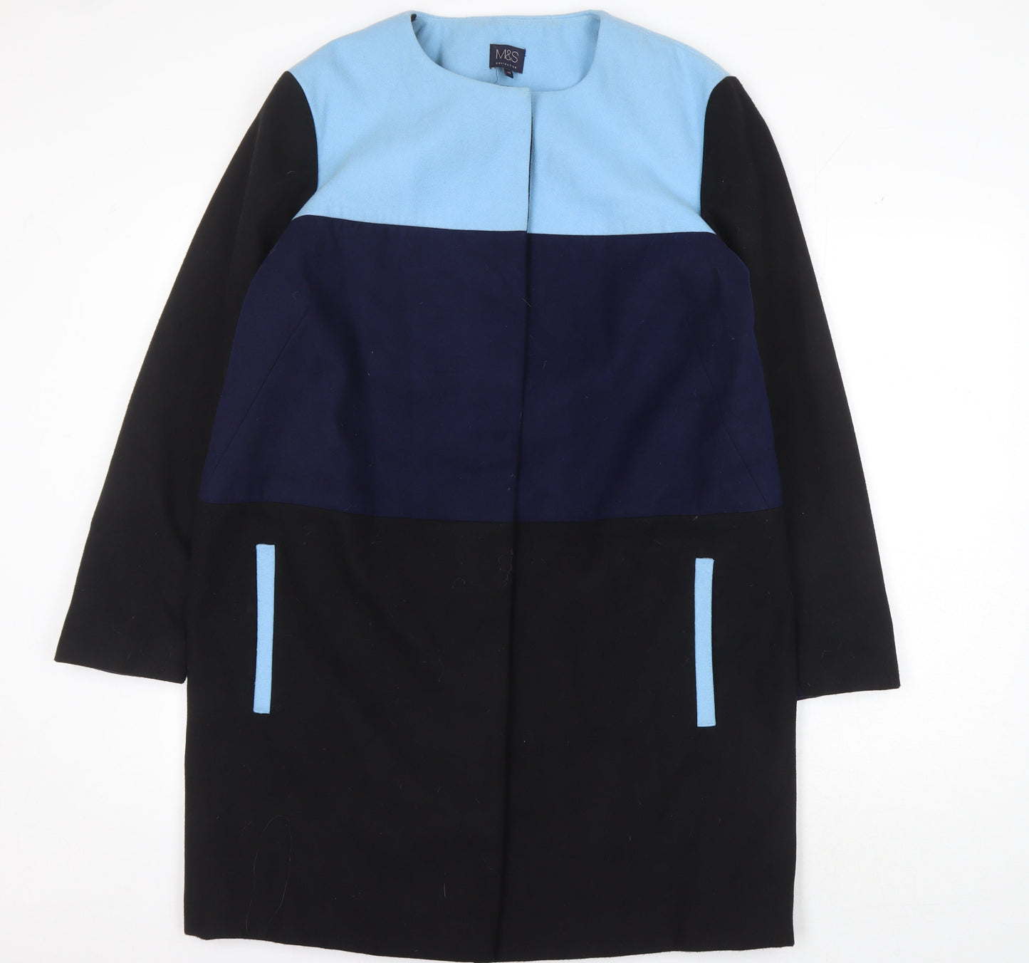 Marks and Spencer Women's Black Blue Coat Size 16