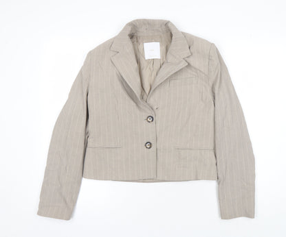 Mango Women's Beige Pinstripe Blazer Size S