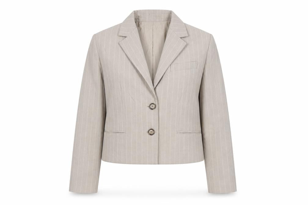 MNG Women's Beige Pinstripe Blazer Size S