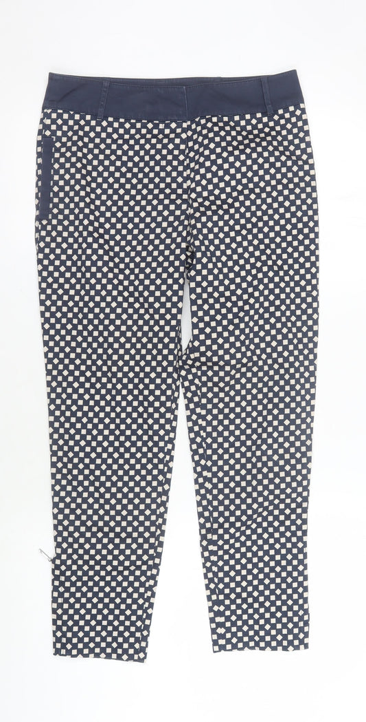 Jasper Conran Women's Blue Geometric Trousers Size 10