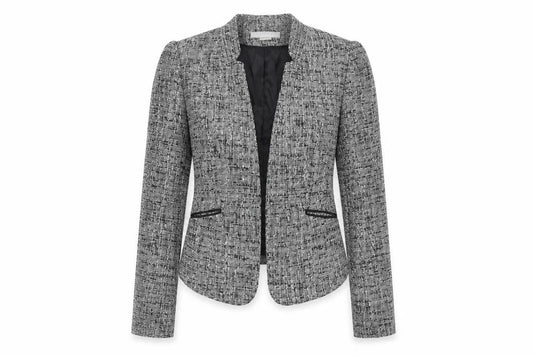 H&M Women's Grey Bouclé Blazer, Size 8, Lined, Excellent