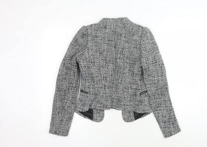 H&M Women's Grey Bouclé Blazer, Size 8, Lined, Excellent