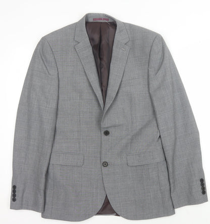 Next Men's Grey Wool Blazer Jacket 38R Regular Fit