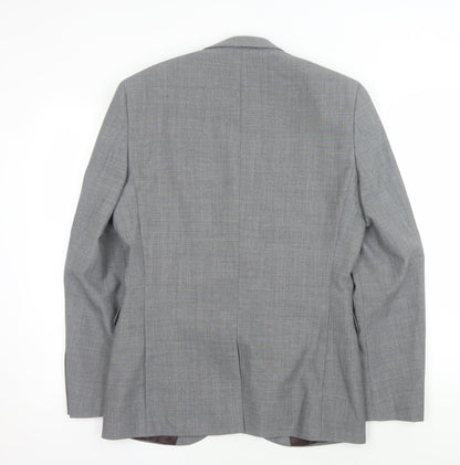 Next Men's Grey Wool Blazer Jacket 38R Regular Fit