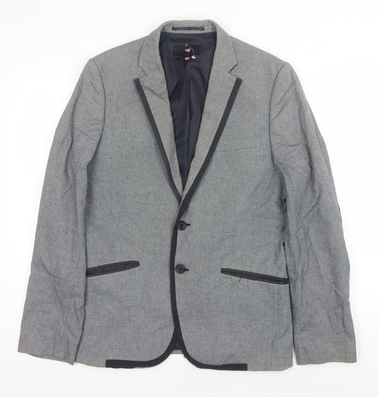 H&M Men's Grey Suit Jacket - Size 38R, Perfect for Any Occasion