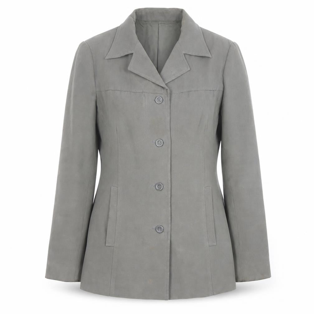 Hennes Women's Grey Long Blazer, Size 12, Button Closure