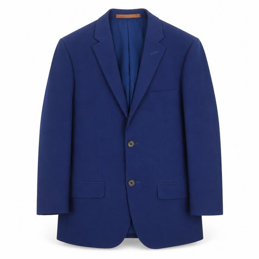 Front view of ONESIX5IVE5IVE boys’ blue slim fit blazer - 30s formal wear