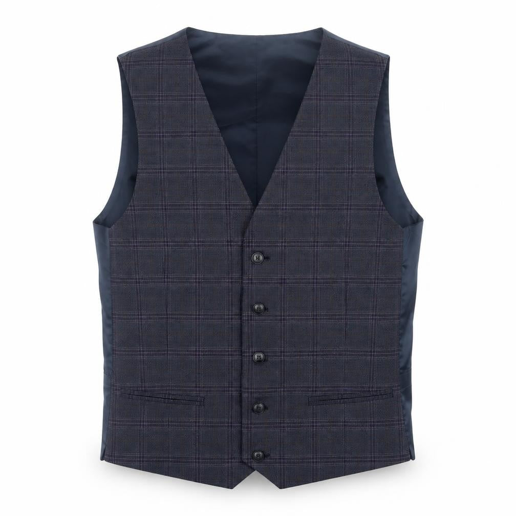 Marks & Spencer Men's Blue Plaid Waistcoat 36R