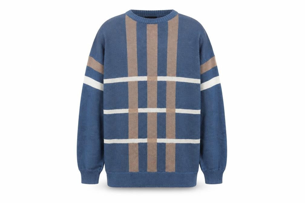 C&A Men's Blue Striped Pullover Jumper XL