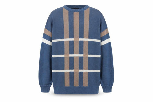 C&A Men's Blue Striped Pullover Jumper XL