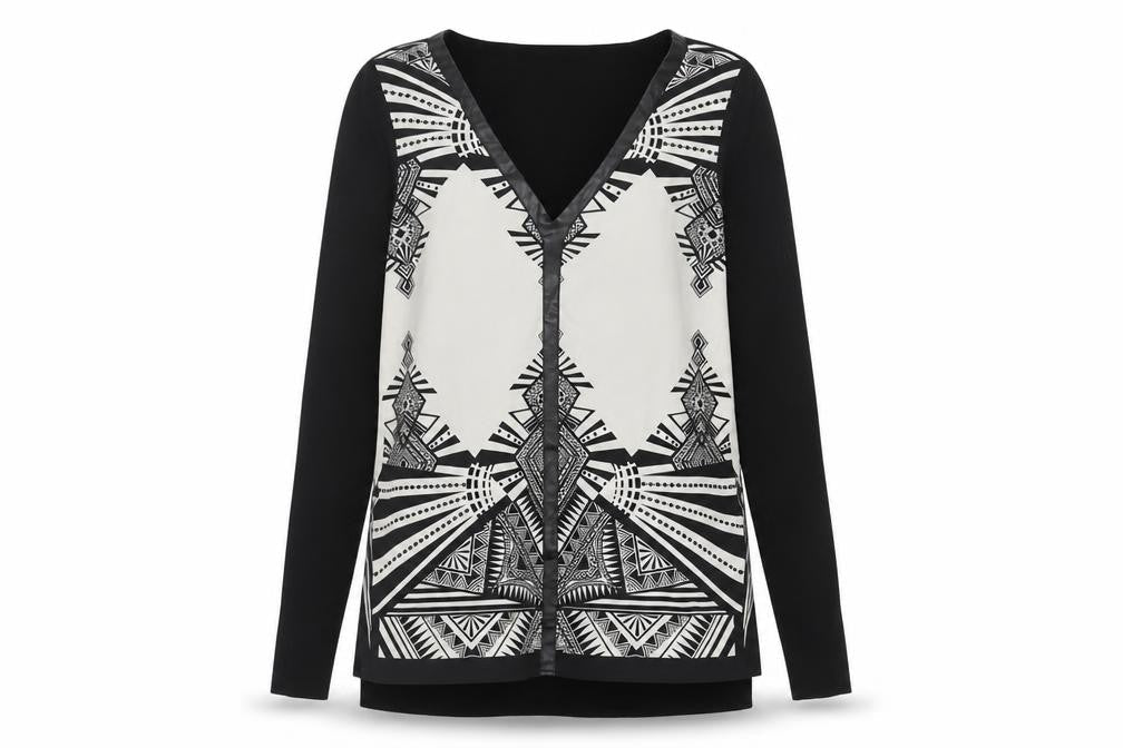Oasis Women's Black Geometric Aztec Cardigan S