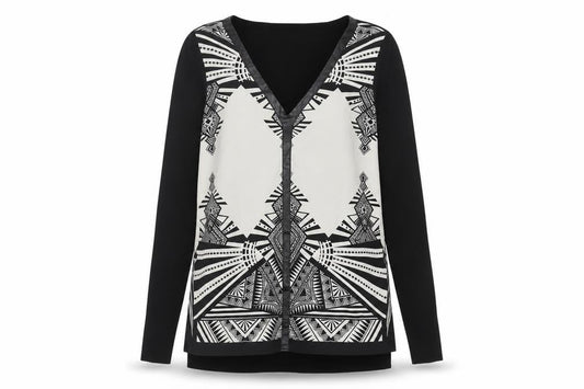 Oasis Women's Black Geometric Aztec Cardigan S