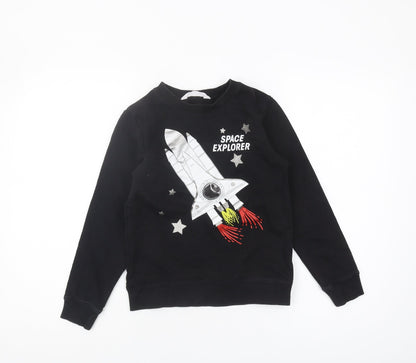 Additional front view of H&M boys’ black space explorer sweatshirt 10 years