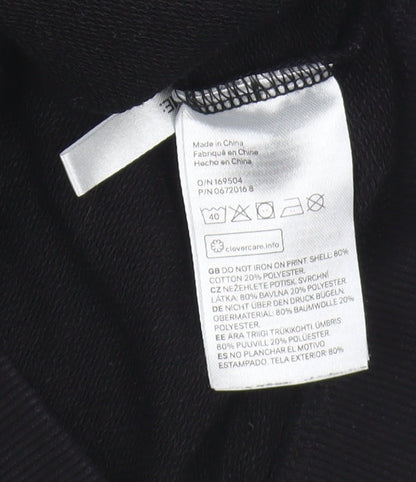 Close-up detail of H&M boys’ black space explorer sweatshirt 10 years
