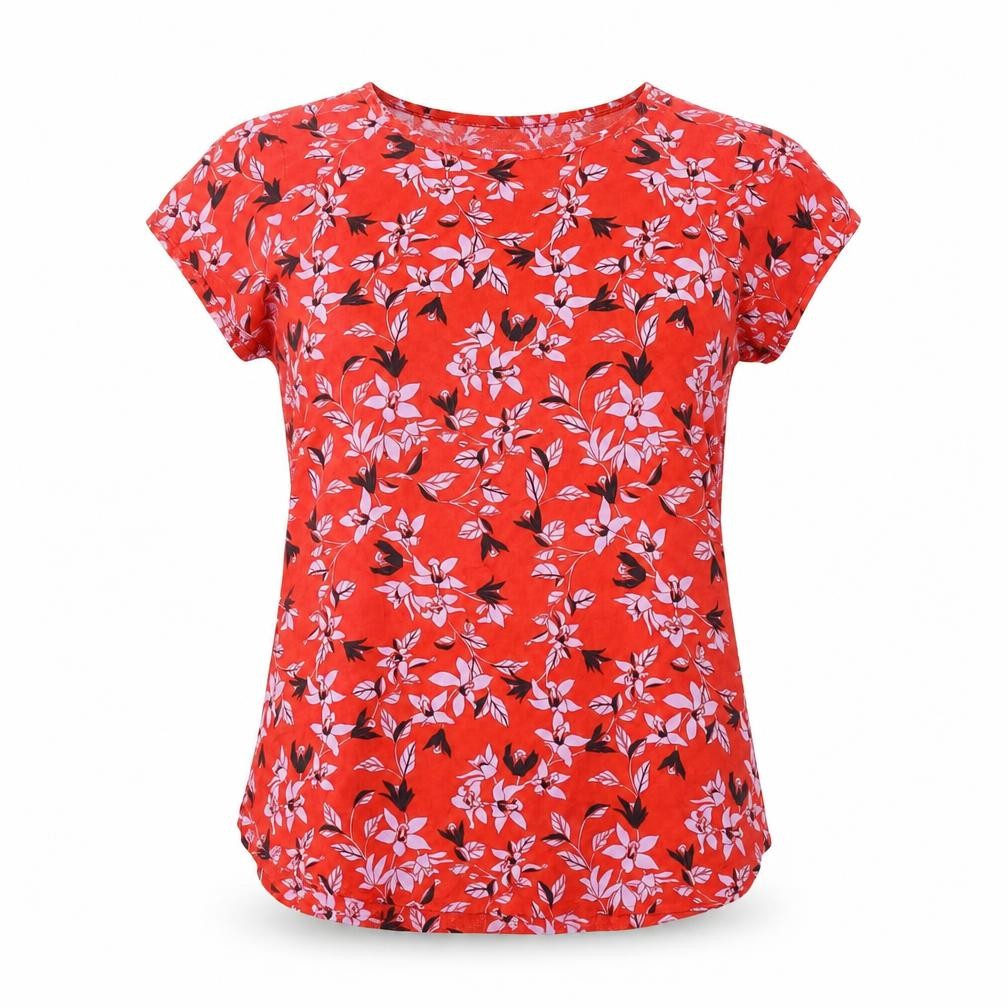 Vero Moda Women's Red Floral XS T-Shirt, Casual Spring Top