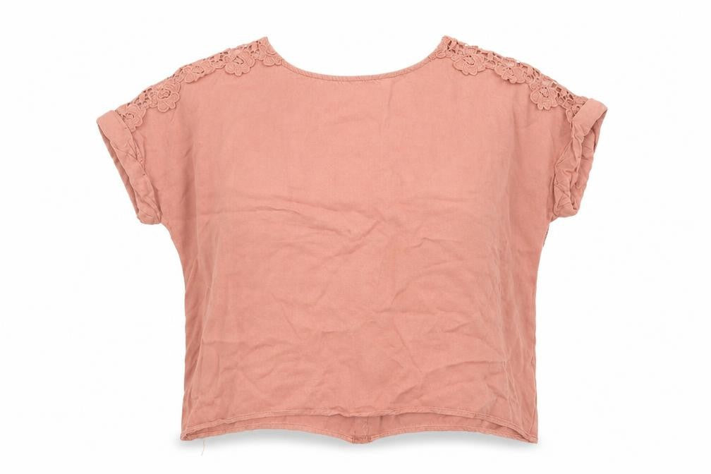 Oasis Women's Pink Blouse, Size 10, Crochet Accents