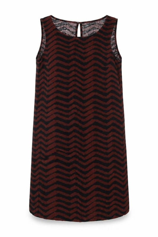 Marks & Spencer Women's Brown Chevron Shift Dress, Size 8