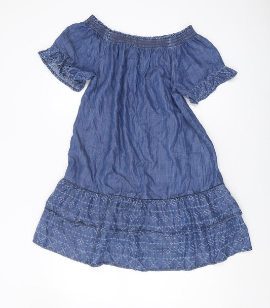 rich&royal Women's Blue Off Shoulder Denim Dress Size 10