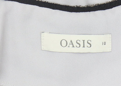 Oasis Women's Grey Blouse, Size 10, Beaded Accent